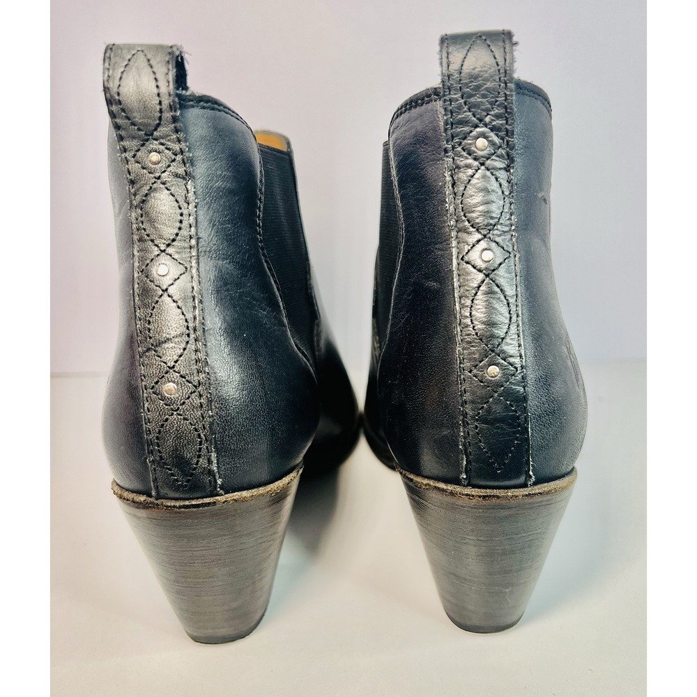 Frye Jackie Gore Leather Boots Size 8 Black Chelsea Cowgirl Western Rodeo - Picture 8 of 13